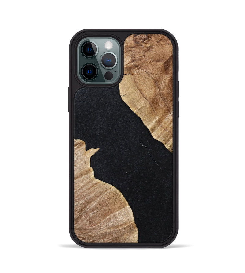 iPhone 12 Pro Wood+Resin Phone Case - Stephen (Pure Black, 698915)
