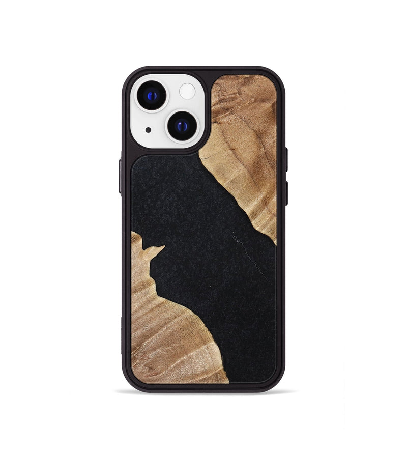 iPhone 13 mini Wood+Resin Phone Case - Stephen (Pure Black, 698915)