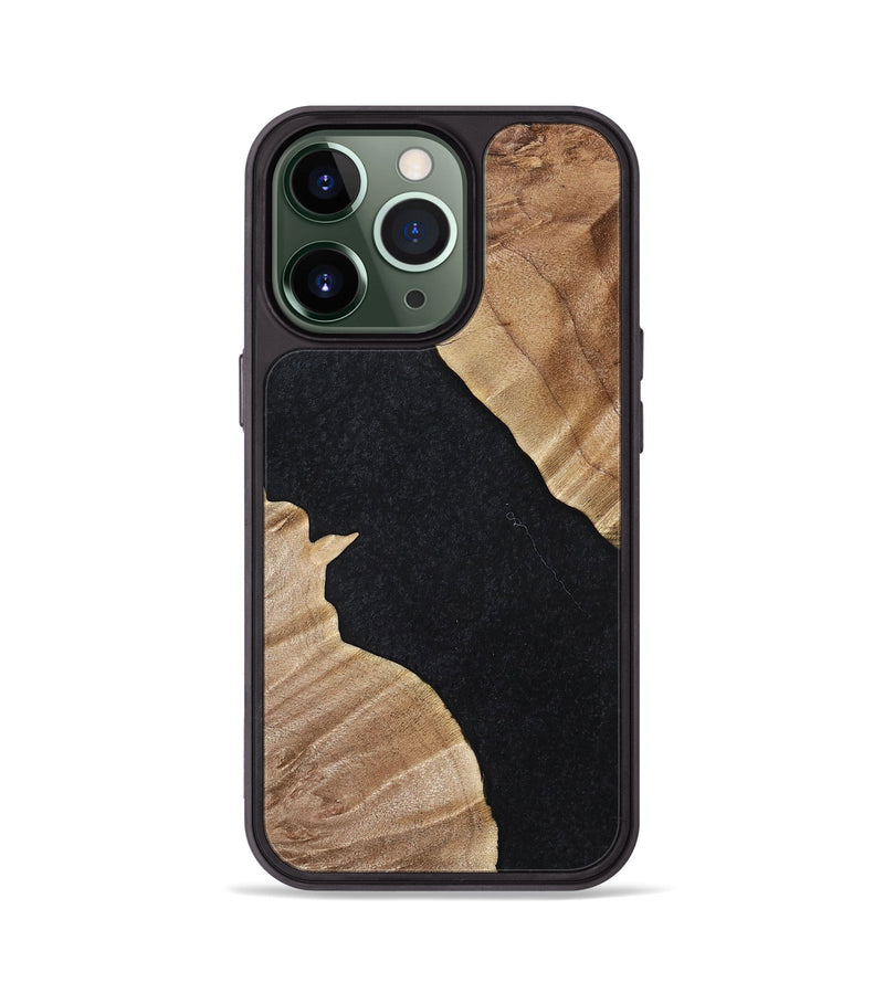 iPhone 13 Pro Wood+Resin Phone Case - Stephen (Pure Black, 698915)