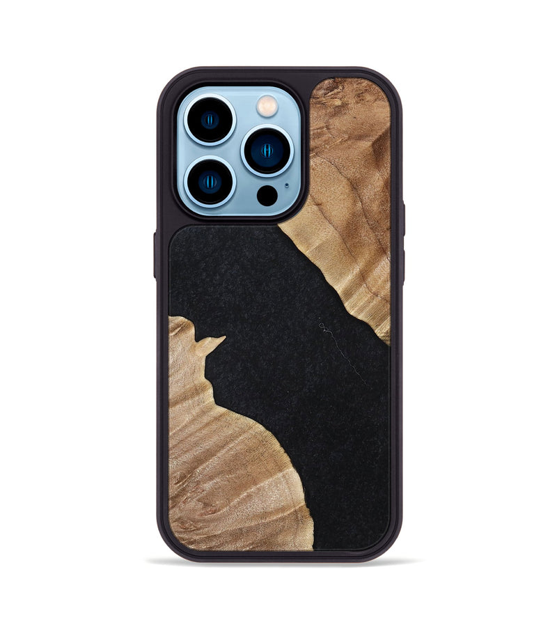 iPhone 14 Pro Wood+Resin Phone Case - Stephen (Pure Black, 698915)
