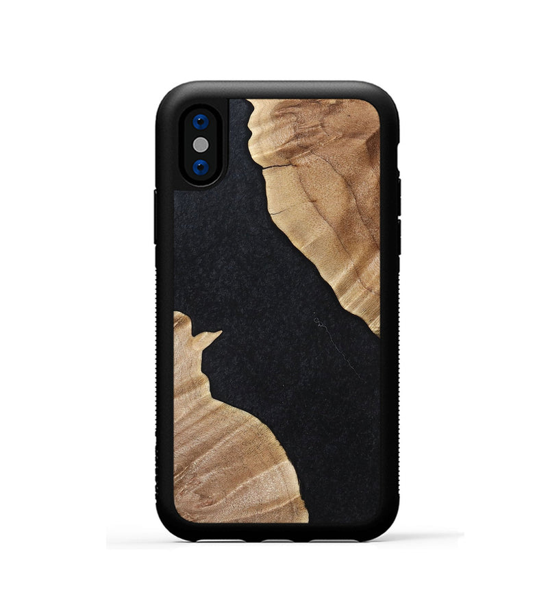 iPhone Xs Wood+Resin Phone Case - Stephen (Pure Black, 698915)