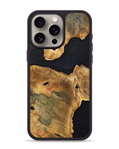 iPhone 15 Pro Max Wood+Resin Phone Case - Ashlyn (Pure Black, 698916)