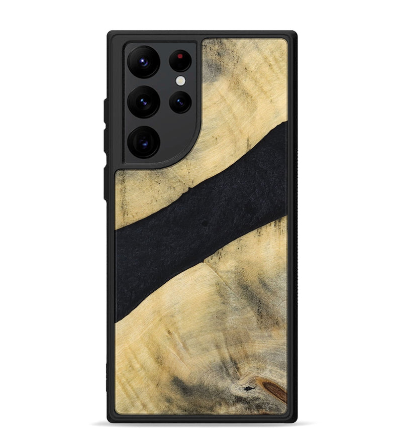 Galaxy S22 Ultra Wood+Resin Phone Case - Cohen (Pure Black, 698917)