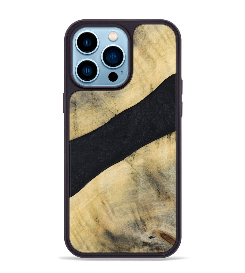 iPhone 14 Pro Max Wood+Resin Phone Case - Cohen (Pure Black, 698917)