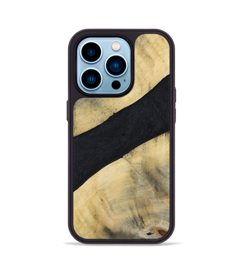 iPhone 14 Pro Wood+Resin Phone Case - Cohen (Pure Black, 698917)