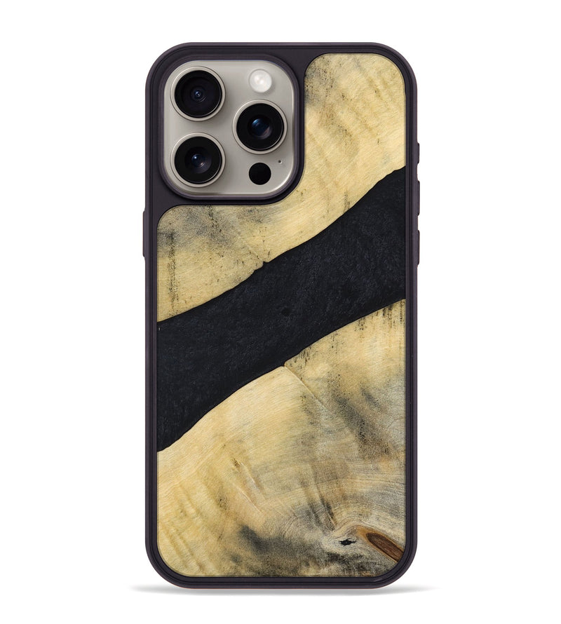 iPhone 15 Pro Max Wood+Resin Phone Case - Cohen (Pure Black, 698917)