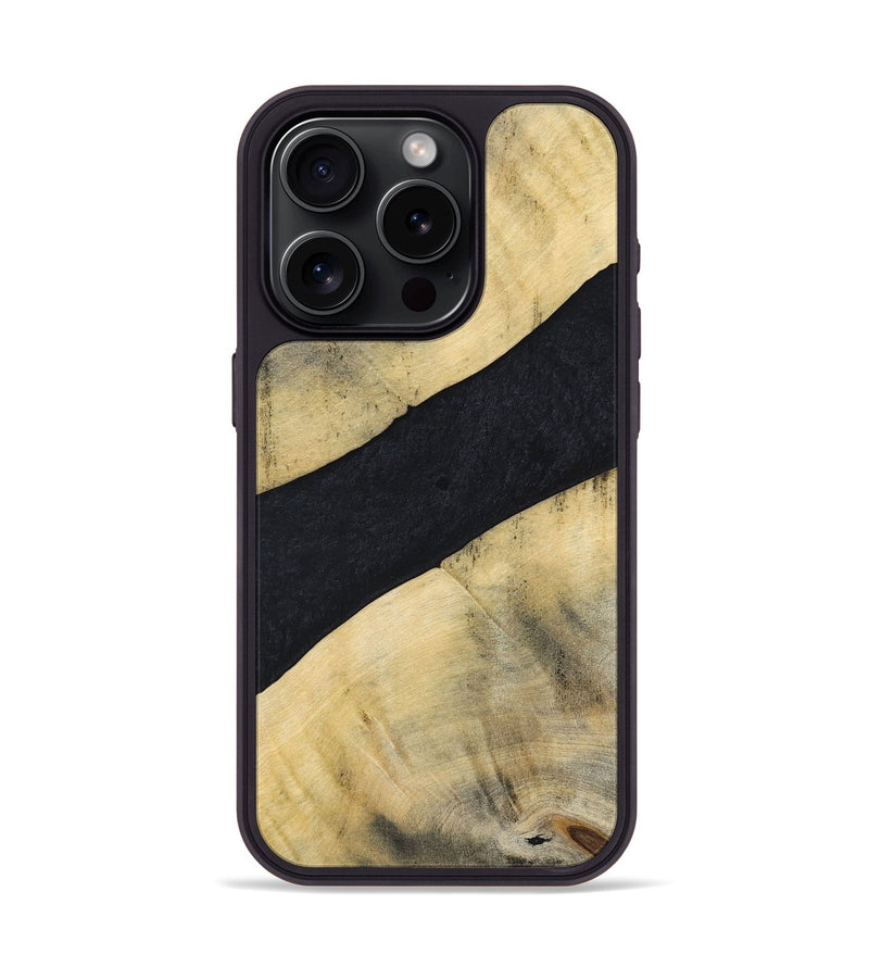 iPhone 15 Pro Wood+Resin Phone Case - Cohen (Pure Black, 698917)