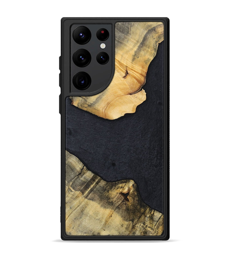 Galaxy S22 Ultra Wood+Resin Phone Case - Kaylani (Pure Black, 698920)