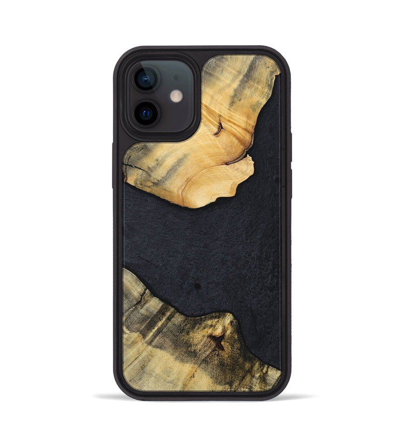iPhone 12 Wood+Resin Phone Case - Kaylani (Pure Black, 698920)