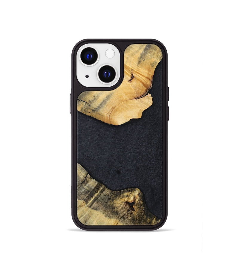 iPhone 13 mini Wood+Resin Phone Case - Kaylani (Pure Black, 698920)