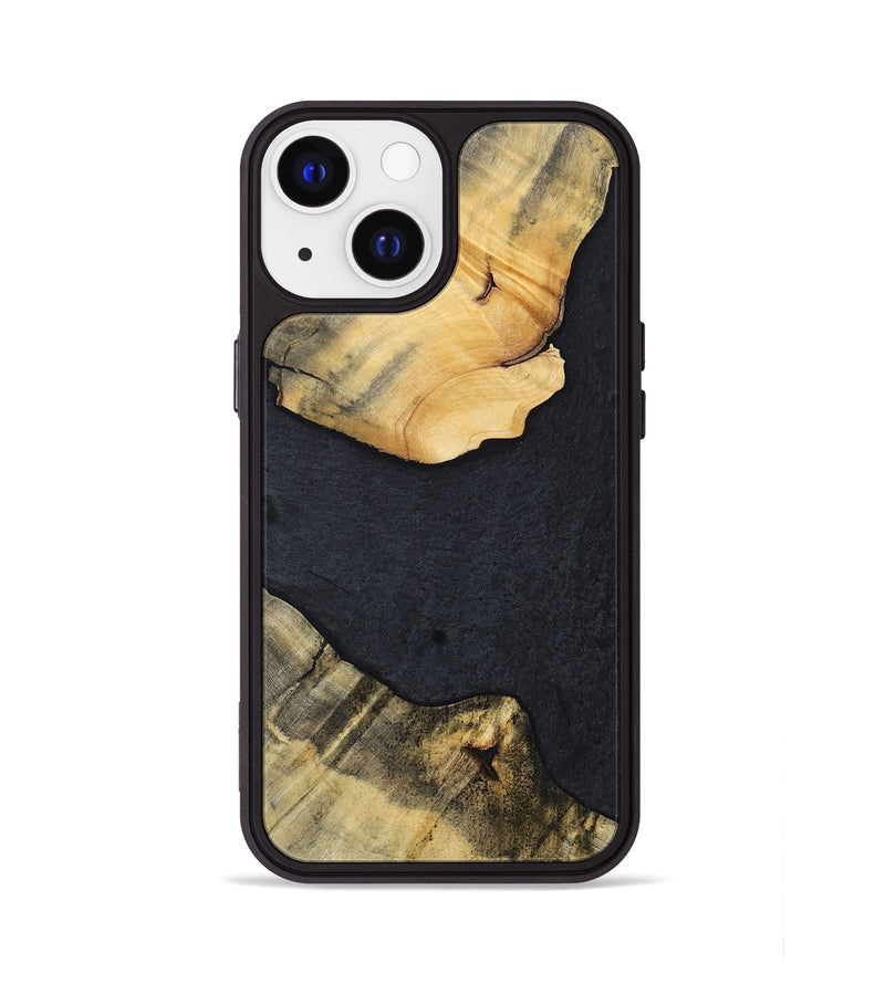 iPhone 13 Wood+Resin Phone Case - Kaylani (Pure Black, 698920)