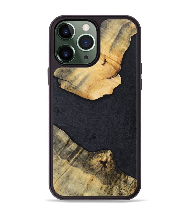iPhone 13 Pro Max Wood+Resin Phone Case - Kaylani (Pure Black, 698920)