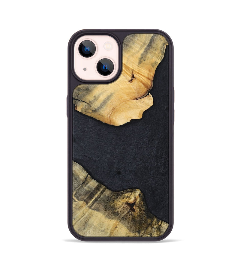iPhone 14 Wood+Resin Phone Case - Kaylani (Pure Black, 698920)