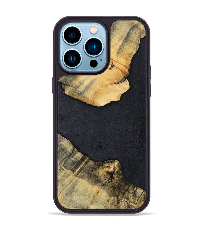 iPhone 14 Pro Max Wood+Resin Phone Case - Kaylani (Pure Black, 698920)