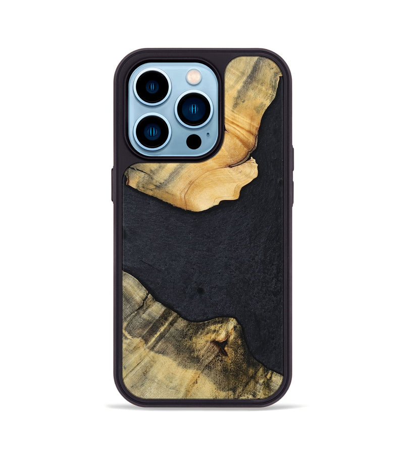 iPhone 14 Pro Wood+Resin Phone Case - Kaylani (Pure Black, 698920)