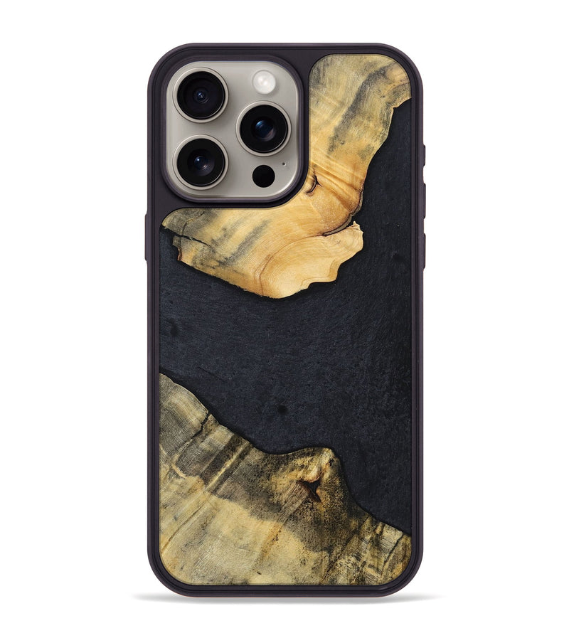 iPhone 15 Pro Max Wood+Resin Phone Case - Kaylani (Pure Black, 698920)
