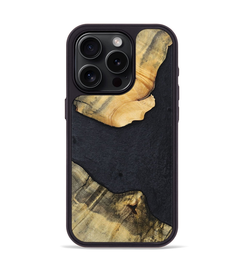 iPhone 15 Pro Wood+Resin Phone Case - Kaylani (Pure Black, 698920)
