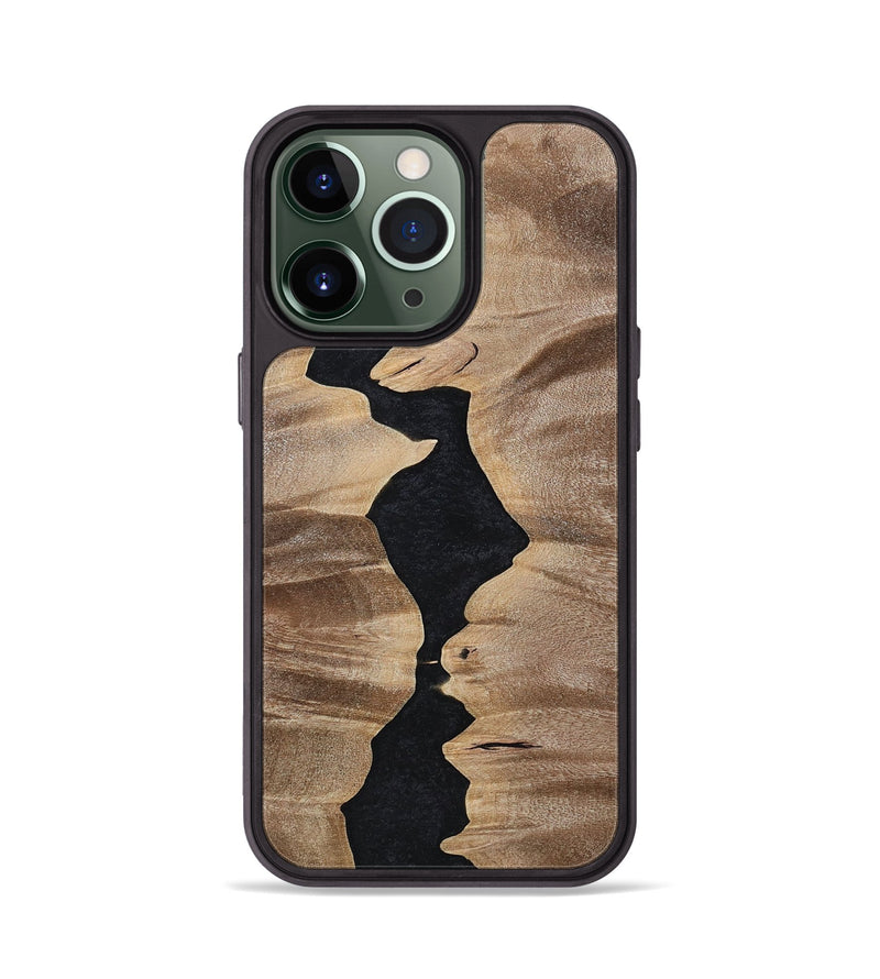 iPhone 13 Pro Wood+Resin Phone Case - Gertrude (Pure Black, 698921)