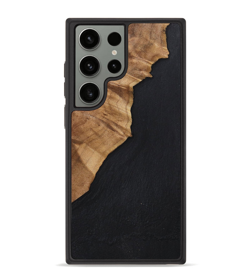 Galaxy S23 Ultra Wood+Resin Phone Case - Cedric (Pure Black, 698923)