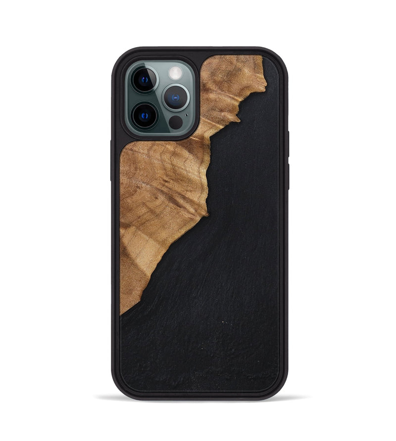 iPhone 12 Pro Wood+Resin Phone Case - Cedric (Pure Black, 698923)