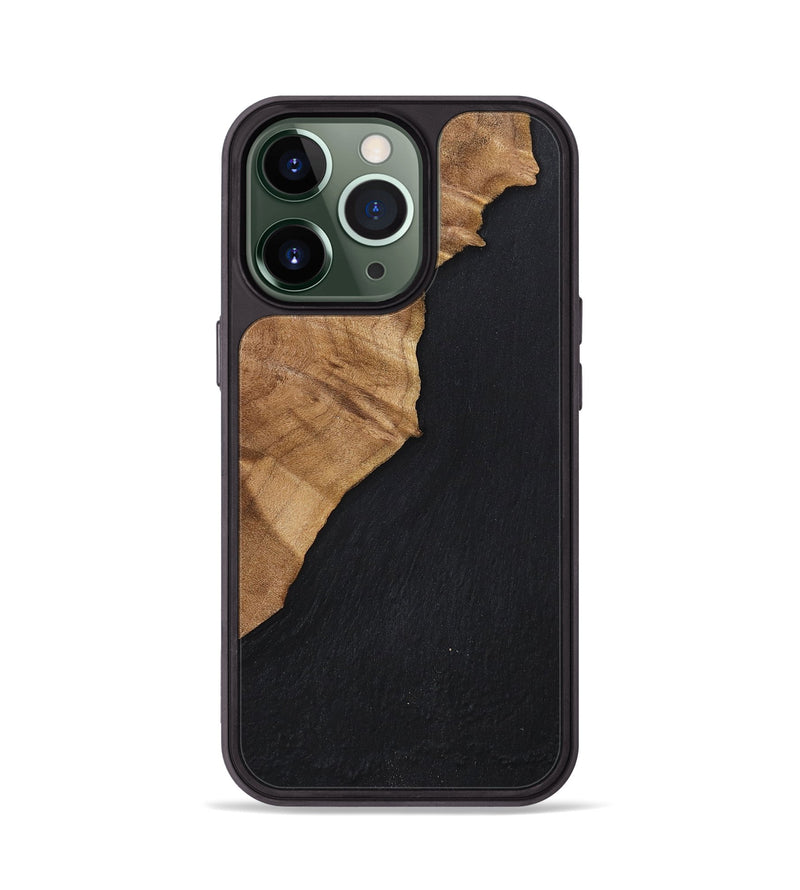 iPhone 13 Pro Wood+Resin Phone Case - Cedric (Pure Black, 698923)