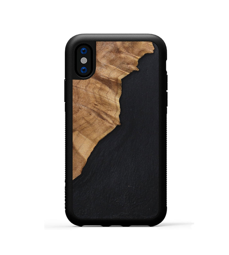 iPhone Xs Wood+Resin Phone Case - Cedric (Pure Black, 698923)