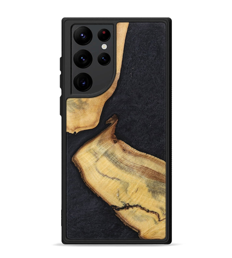 Galaxy S22 Ultra Wood+Resin Phone Case - Forrest (Pure Black, 698924)