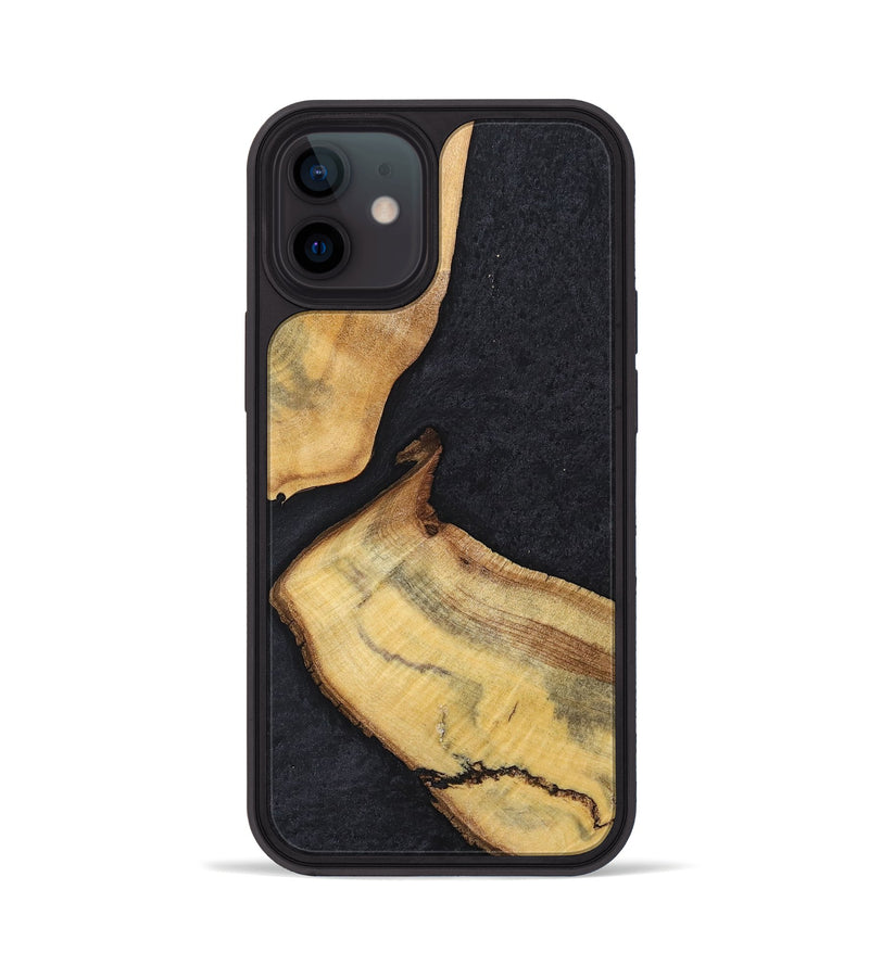 iPhone 12 Wood+Resin Phone Case - Forrest (Pure Black, 698924)