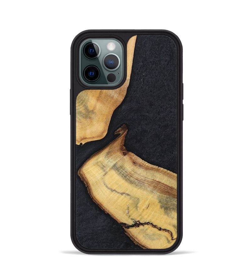 iPhone 12 Pro Wood+Resin Phone Case - Forrest (Pure Black, 698924)