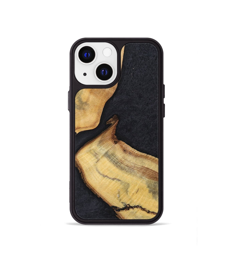 iPhone 13 mini Wood+Resin Phone Case - Forrest (Pure Black, 698924)