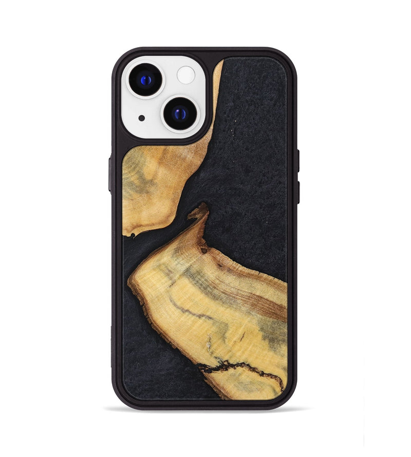 iPhone 13 Wood+Resin Phone Case - Forrest (Pure Black, 698924)