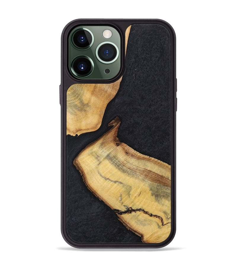 iPhone 13 Pro Max Wood+Resin Phone Case - Forrest (Pure Black, 698924)