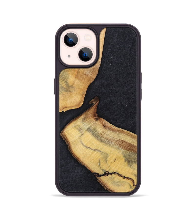 iPhone 14 Wood+Resin Phone Case - Forrest (Pure Black, 698924)