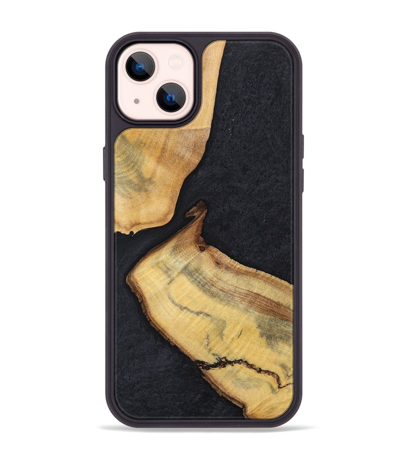 iPhone 14 Plus Wood+Resin Phone Case - Forrest (Pure Black, 698924)