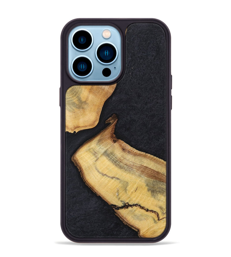 iPhone 14 Pro Max Wood+Resin Phone Case - Forrest (Pure Black, 698924)