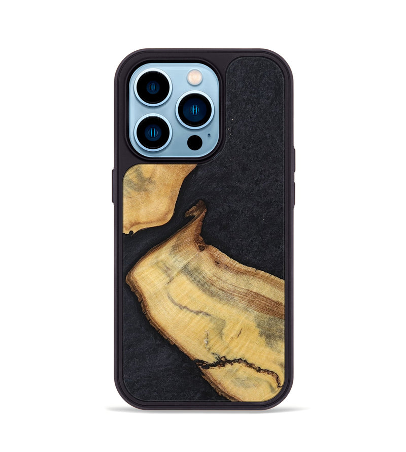 iPhone 14 Pro Wood+Resin Phone Case - Forrest (Pure Black, 698924)