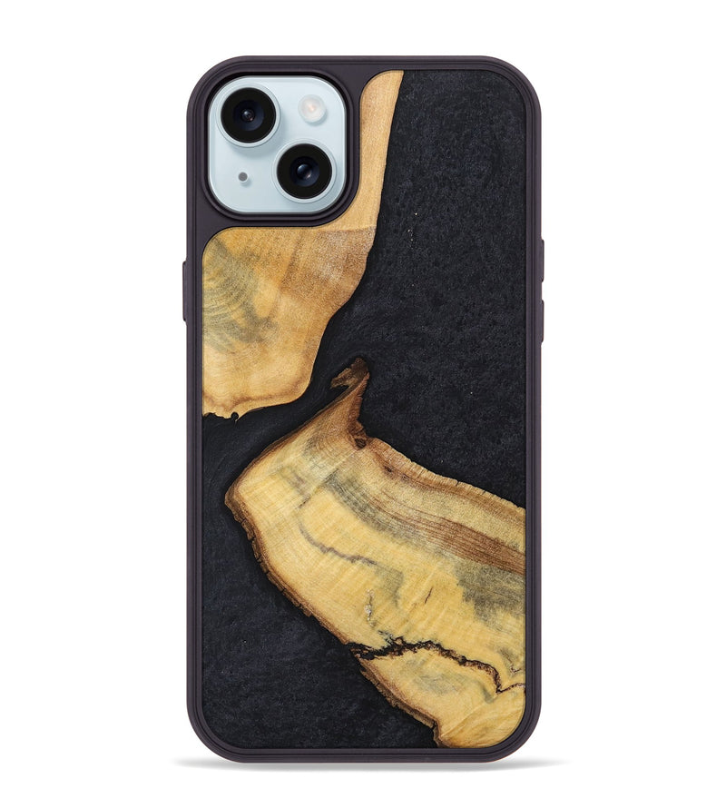 iPhone 15 Plus Wood+Resin Phone Case - Forrest (Pure Black, 698924)