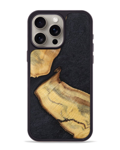 iPhone 15 Pro Max Wood+Resin Phone Case - Forrest (Pure Black, 698924)
