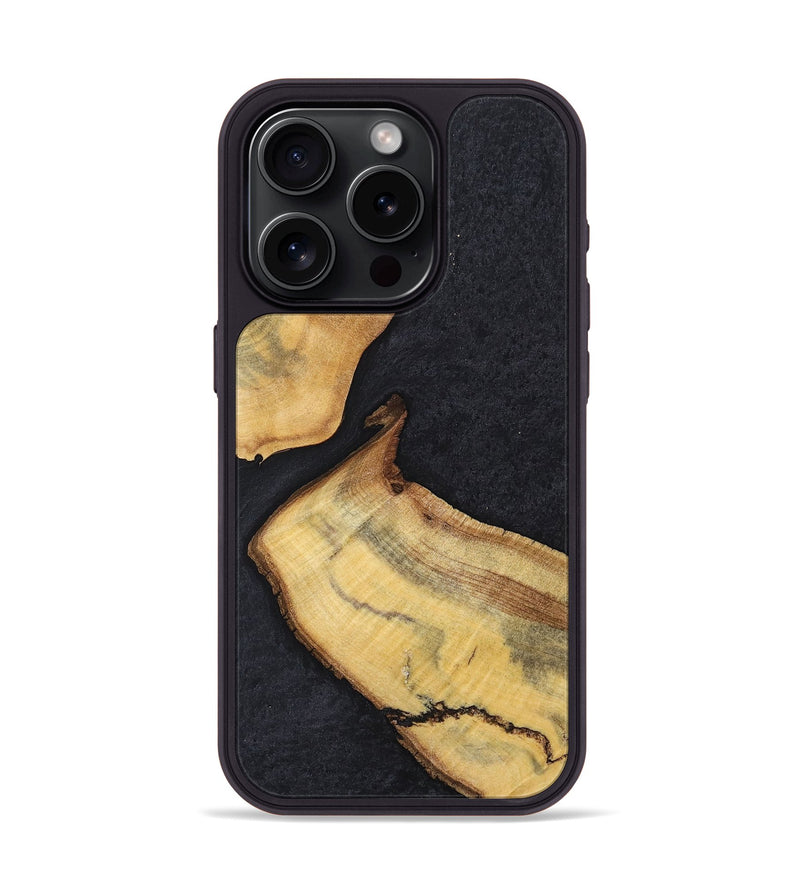 iPhone 15 Pro Wood+Resin Phone Case - Forrest (Pure Black, 698924)