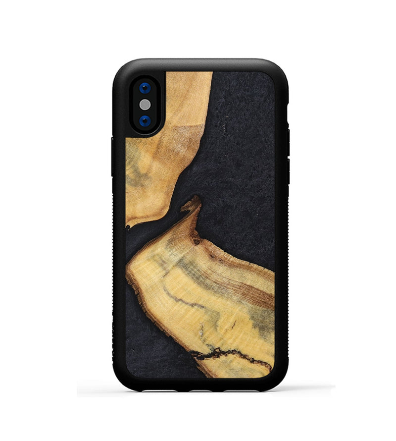 iPhone Xs Wood+Resin Phone Case - Forrest (Pure Black, 698924)