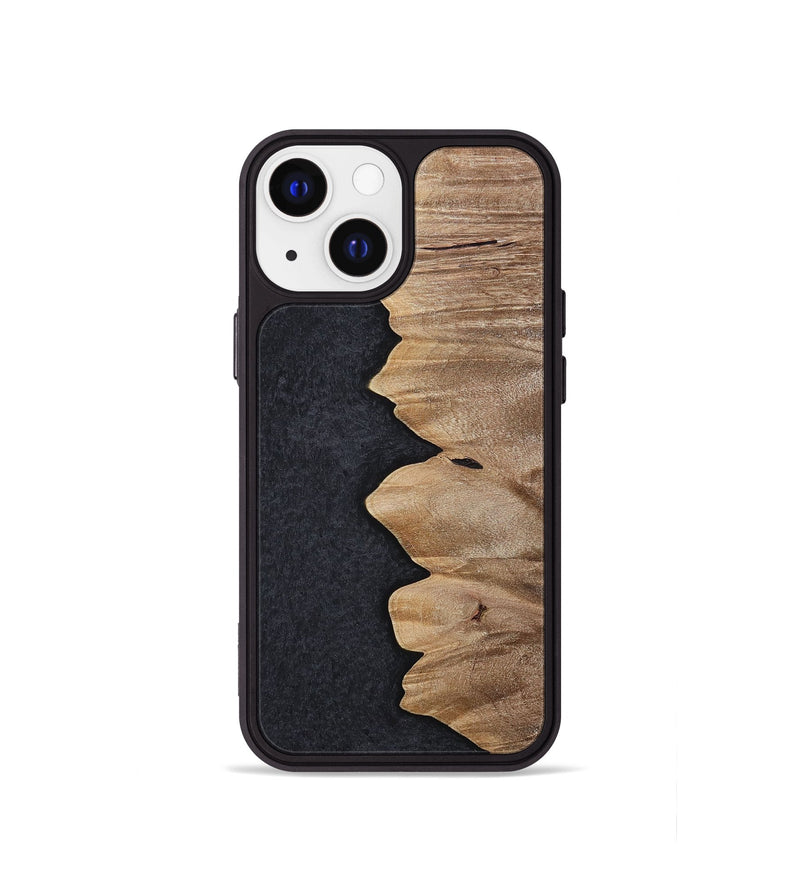 iPhone 13 mini Wood+Resin Phone Case - Cyrus (Pure Black, 698925)