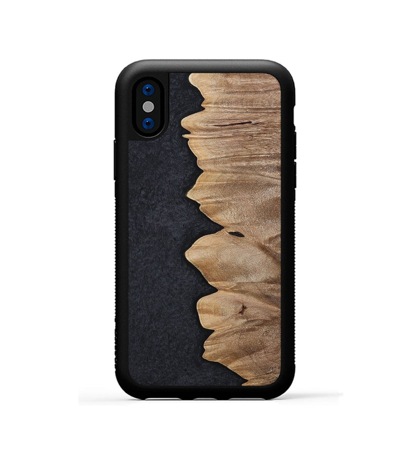 iPhone Xs Wood+Resin Phone Case - Cyrus (Pure Black, 698925)