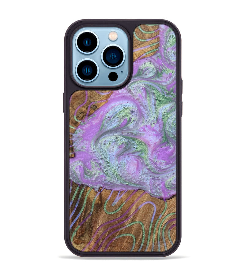 iPhone 14 Pro Max Wood+Resin Phone Case - Juan (Pattern, 698947)