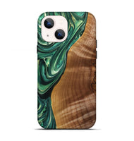 iPhone 13 Wood+Resin Live Edge Phone Case - Veronica (Green, 698979)