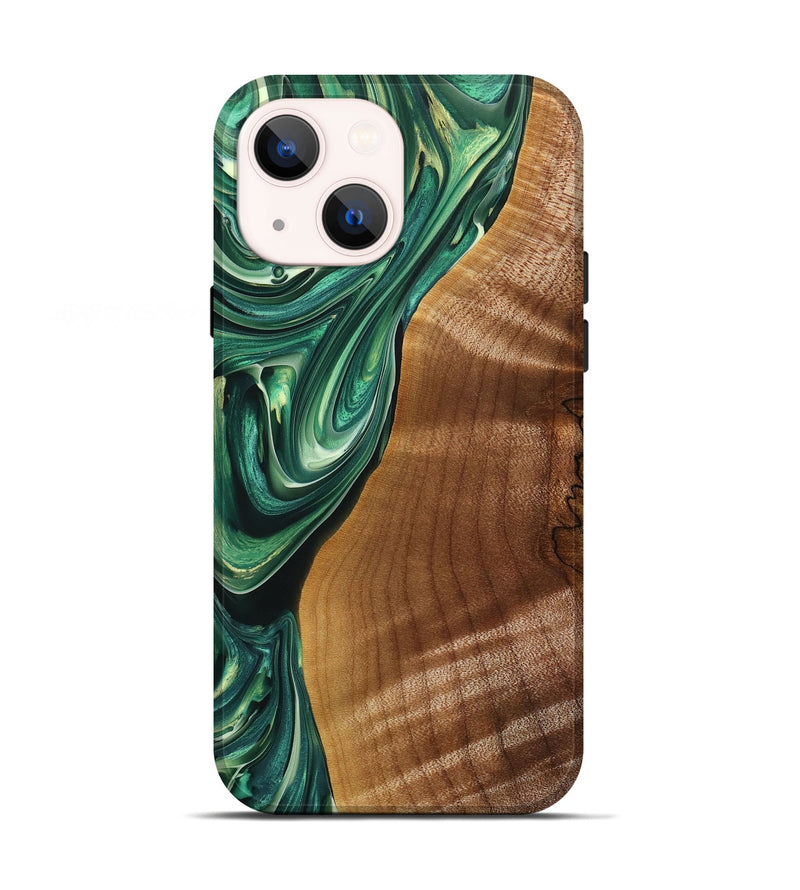 iPhone 13 Wood+Resin Live Edge Phone Case - Veronica (Green, 698979)