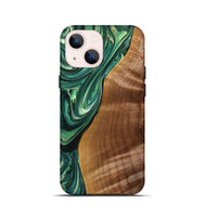 iPhone 13 mini Wood+Resin Live Edge Phone Case - Veronica (Green, 698979)