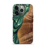 iPhone 13 Pro Wood+Resin Live Edge Phone Case - Veronica (Green, 698979)