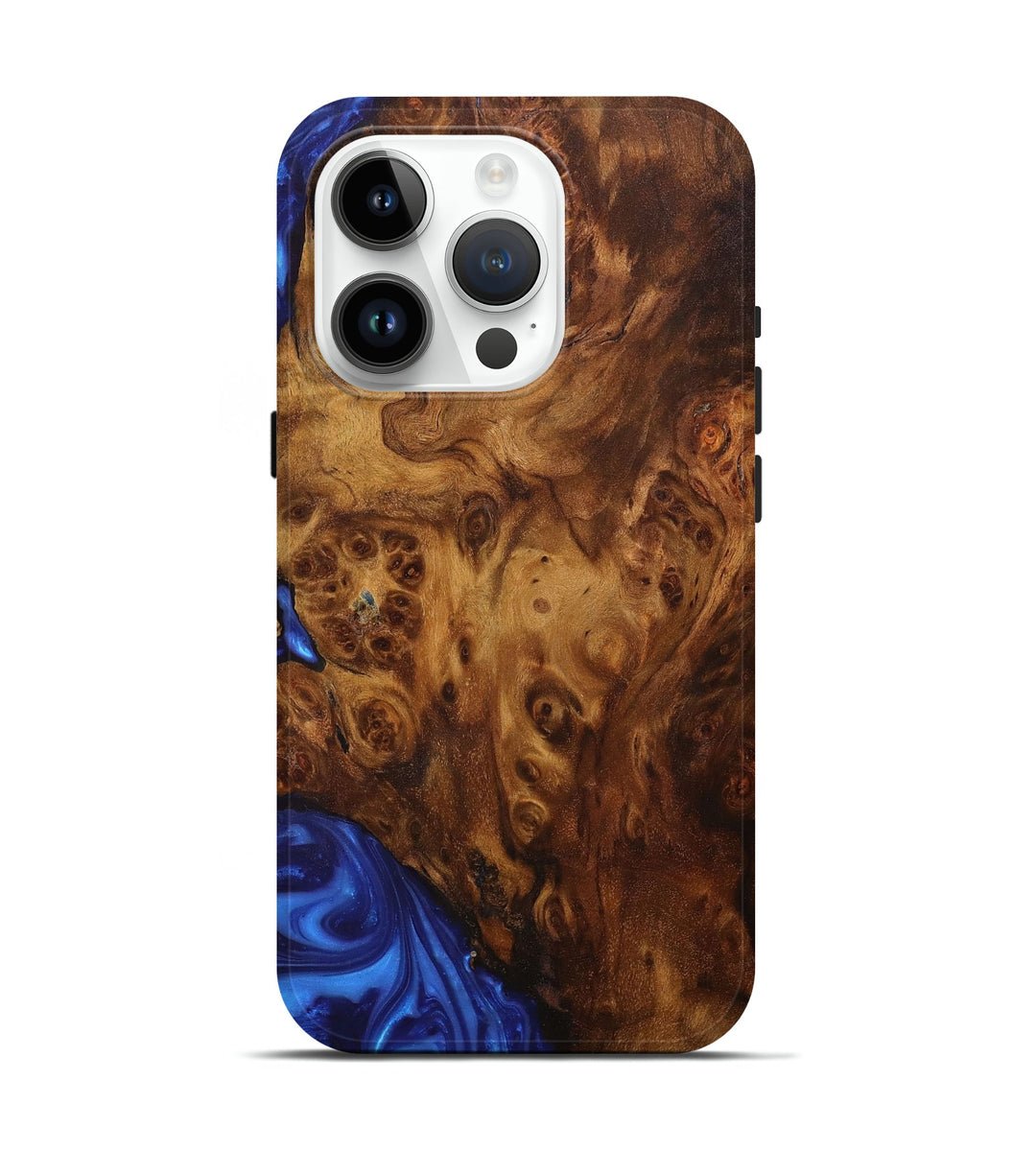 iPhone 15 Pro Wood+Resin Live Edge Phone Case - Ira (Blue, 698985)