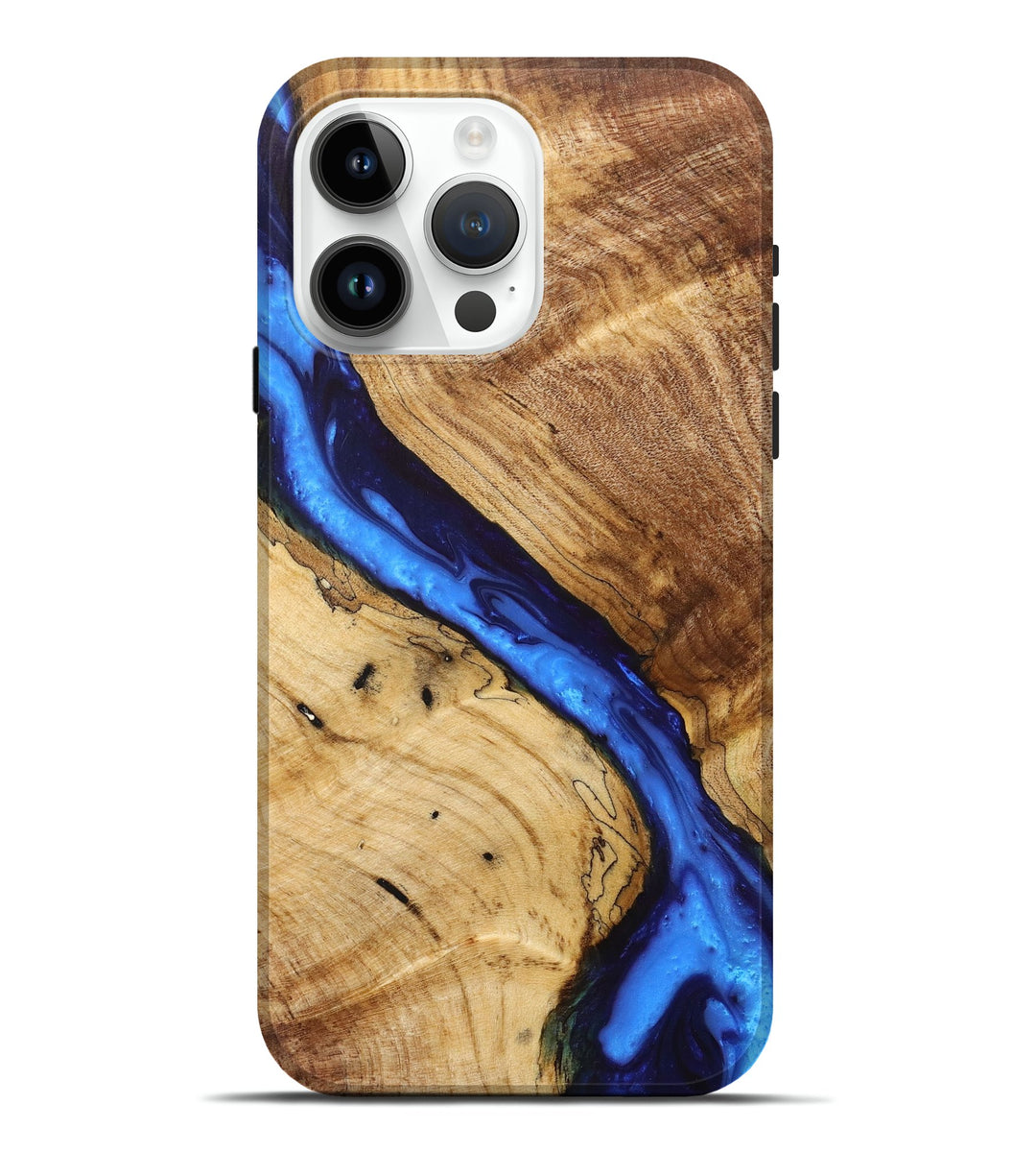 iPhone 15 Pro Max Wood+Resin Live Edge Phone Case - Skye (Blue, 698986)