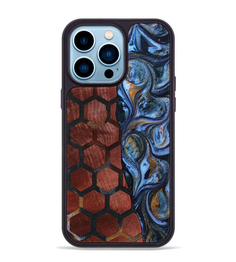 iPhone 14 Pro Max Wood+Resin Phone Case - Mitchell (Pattern, 699056)